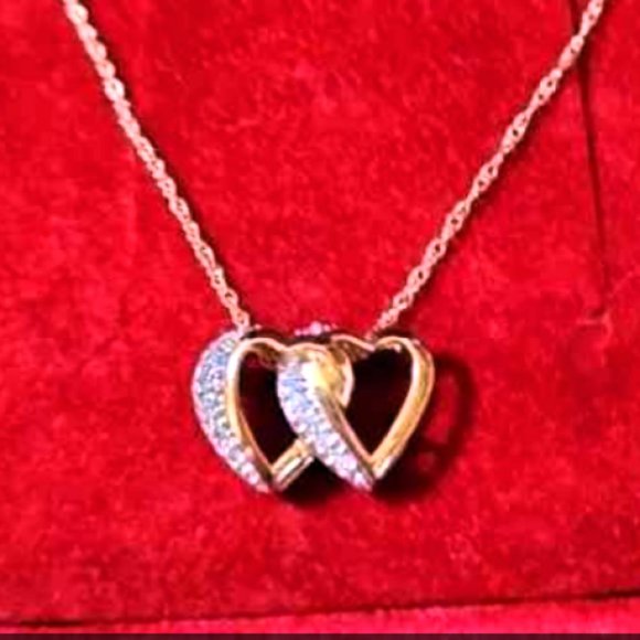 Affinity Jewelry - Vintage Affinity 14K 0.25 cttw Diamond Intertwined Heart Necklace NIB HTF